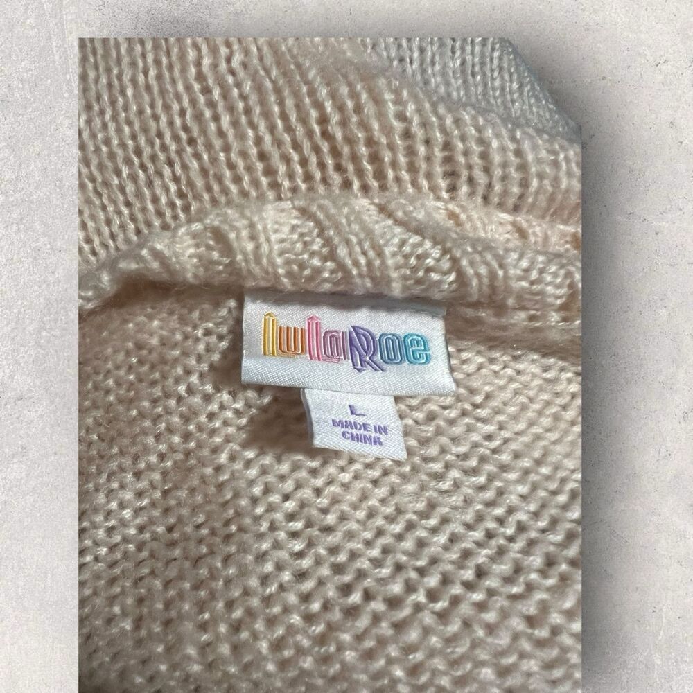 LuLaRoe Womens Cable Knit Lucille Cardigan Sweater Pink Size Large - Picture 7 of 8